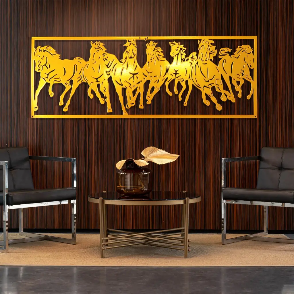 Seven Horse Metal Wall Art (24 Inches)