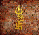 DECOFLY OM Trishakti Trishul Swastika Metal wall art (18 Inches)