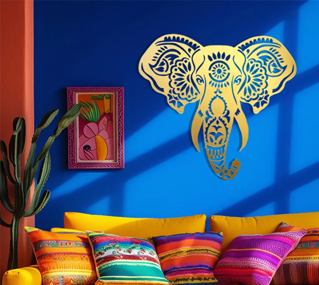 DECOFLY Elephant Metal Wall Art (24 Inches)