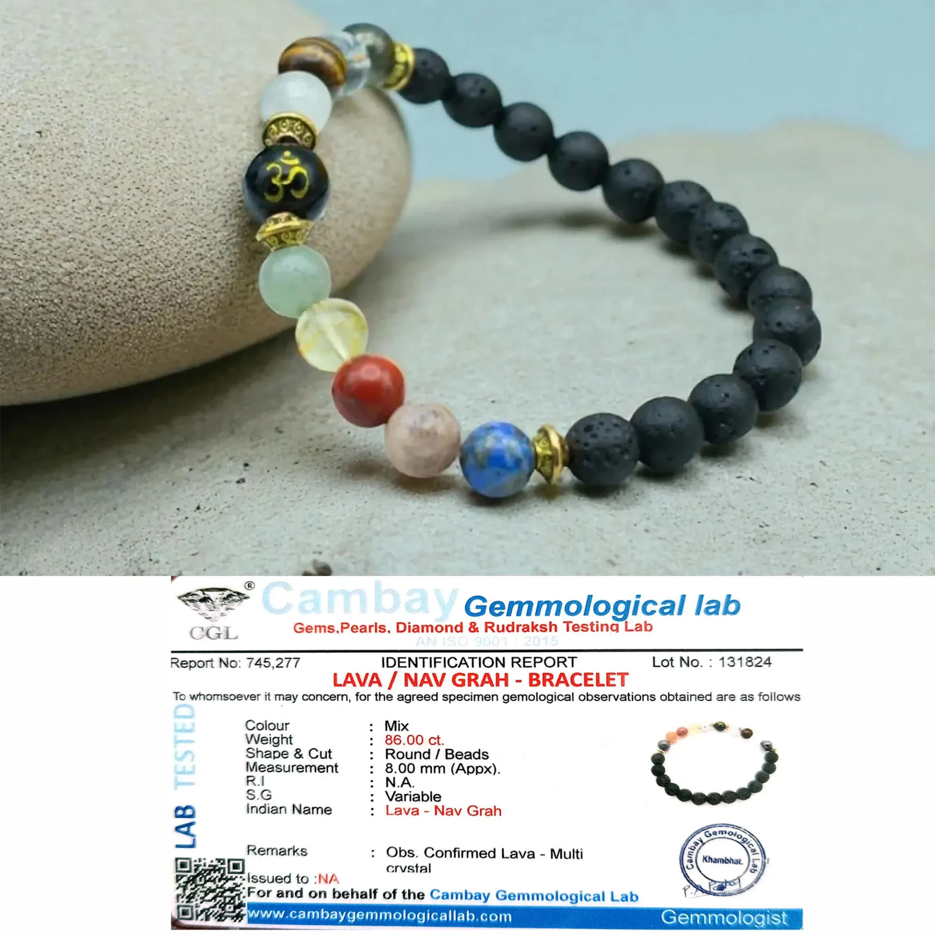 DECOFLY 100% Raw Navgrah Bracelet | ISO9001 Certificate of Authenticity | Unisex